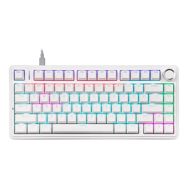 TECLADO AULA F75 WIRED BLANCO MECÁNICO 75% RAINBOW RGB SWITCH RED INGLÉS