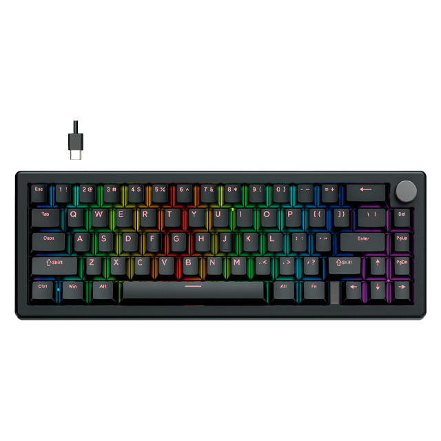 TECLADO FANTECH ATOM X66 MK614 ARGB RETRO BLACK MECÁNICO 65% SWITCH ICE APRICOT INGLÉS