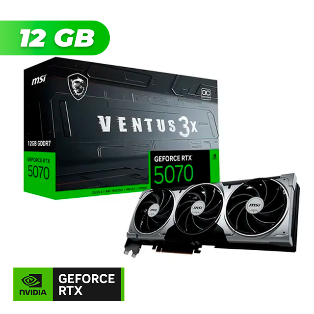 PLACA DE VIDEO MSI NVIDIA GEFORCE RTX 5070 VENTUS 3X OC 12GB GDDR7 + CONTROL RESONANT BUNDLE