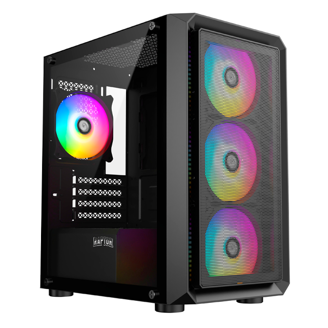 GABINETE RAPTOR INFINITY MESH TEMPLADO 4X12CM RGB