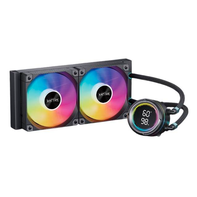 COOLER CPU WATERCOOLER RAPTOR AQUA PRO 240 240MM DISPLAY NEGRO LGA1200/LGA1700/LGA1851/AM4/AM5