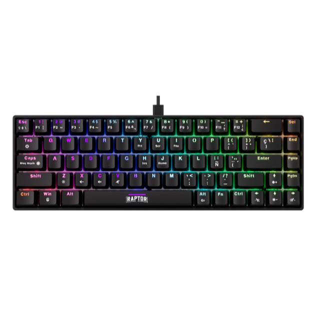 TECLADO RAPTOR FIRECLAW M68 MECANICO SWITCH RED OUTEMU BLACK