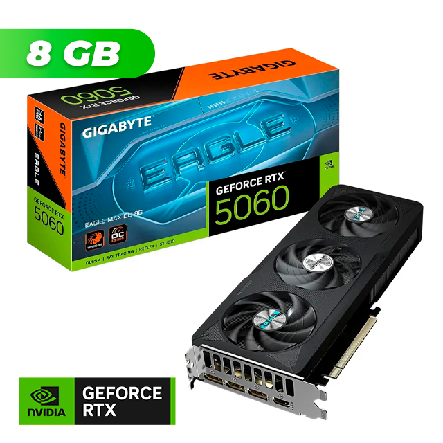 PLACA DE VIDEO GIGABYTE NVIDIA GEFORCE RTX 5060 EAGLE MAX OC 8GB GDDR7