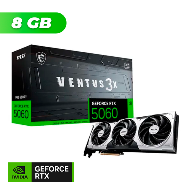 PLACA DE VIDEO MSI NVIDIA GEFORCE RTX 5060 VENTUS 3X OC 8GB GDDR7