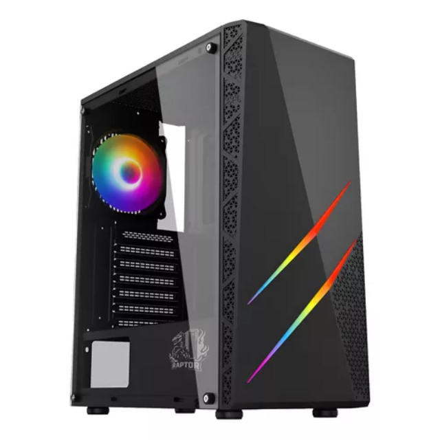 GABINETE RAPTOR BLAZE FORCE TEMPLADO 1X12CM RGB