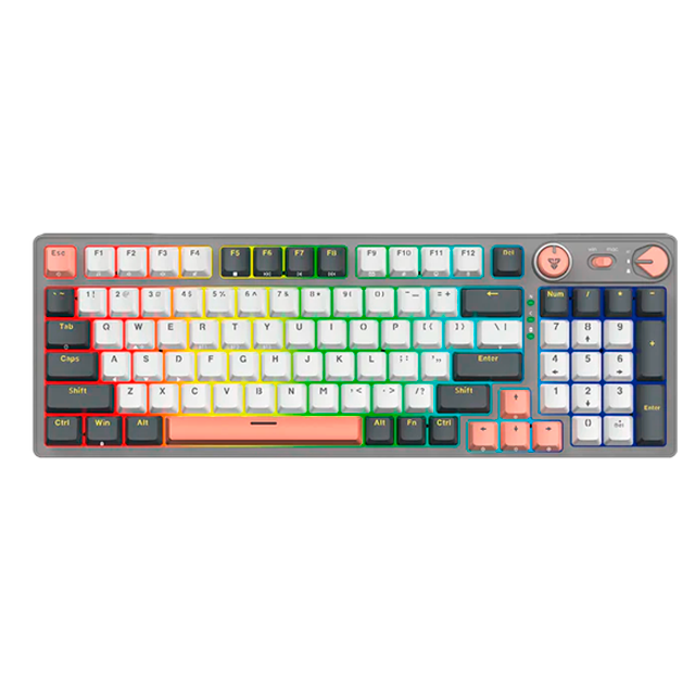 SPRING SALE TECLADO FANTECH ATOM PRO96 MK914 RGB SATURN GREY WIRELESS BLUETOOTH MECÁNICO 96% SWITCH RED INGLÉS