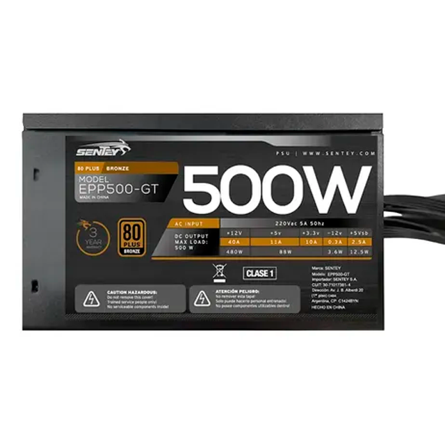 Fuente Sentey EPP500-GT 500W 80 Plus Bronze