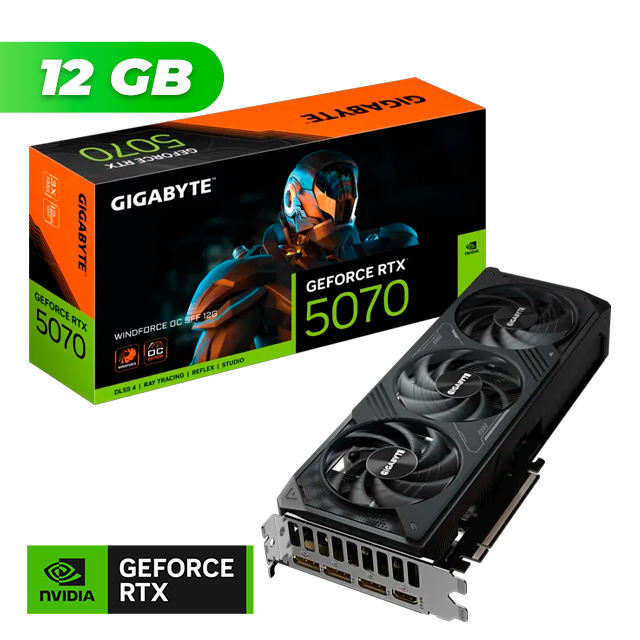 PLACA DE VIDEO GIGABYTE NVIDIA GEFORCE RTX 5070 WINDFORCE OC SFF 12GB GDDR7 + CONTROL RESONANT BUNDLE