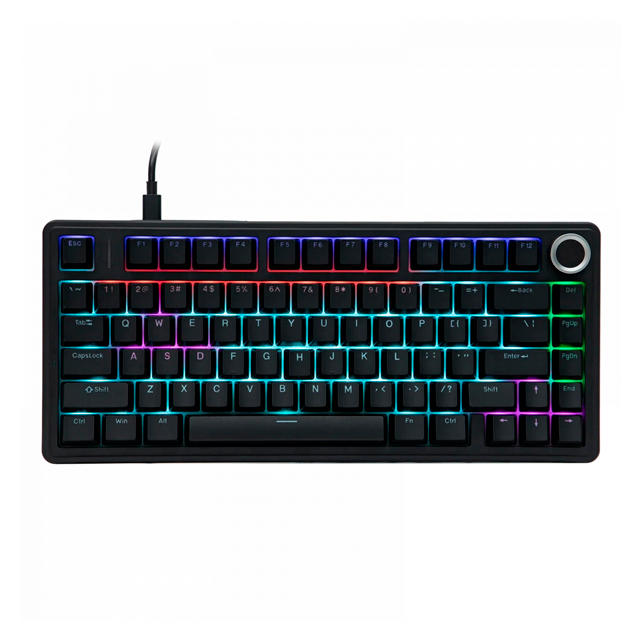 TECLADO AULA F75 WIRED NEGRO MECÁNICO 75% RAINBOW RGB SWITCH BLUE INGLÉS