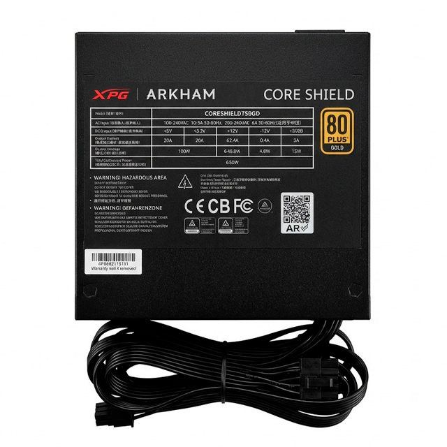 Fuente Arkham by XPG 650W Coreshield 80 Plus Gold ATX 3.1 S/C