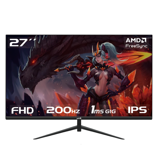 MONITOR GAMER RAPTOR HAWK EYE 27 FRAMELESS FHD IPS 200HZ 1MS