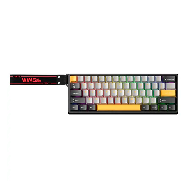 TECLADO AULA WIN60HE MAX DARK GREY LIGHT GREY YELLOW MAGNÉTICO SWITCH WING CHUN INGLES