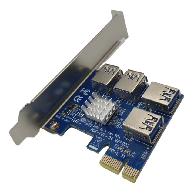 ADAPTADOR RISER MULTIPLICADOR PCI-E 1X A 4X USB 3.0 MINERÍA
