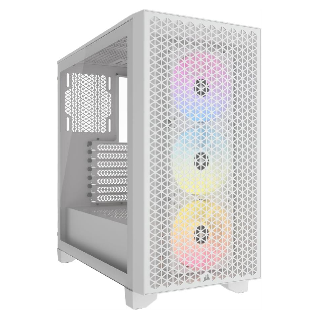 GABINETE CORSAIR 3000D AIRFLOW RGB WHITE TEMPLADO 3X120MM