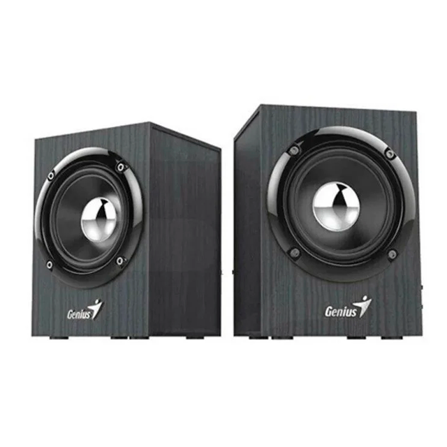 PARLANTES GENIUS SP-HF385BT MADERA BLACK GRAY BLUETOOTH 10 WATTS