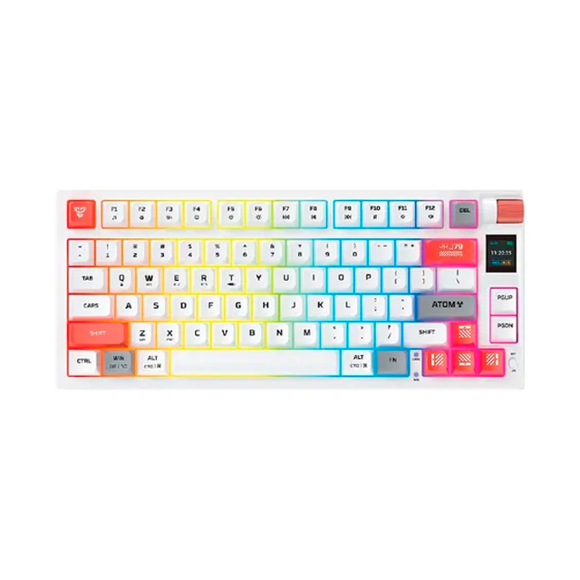 SPRING SALE TECLADO FANTECH ATOM PRO79 MK917 RGB WHITE WIRELESS BLUETOOTH MECÁNICO 75% COMPACTO SWITCH RED INGLÉS