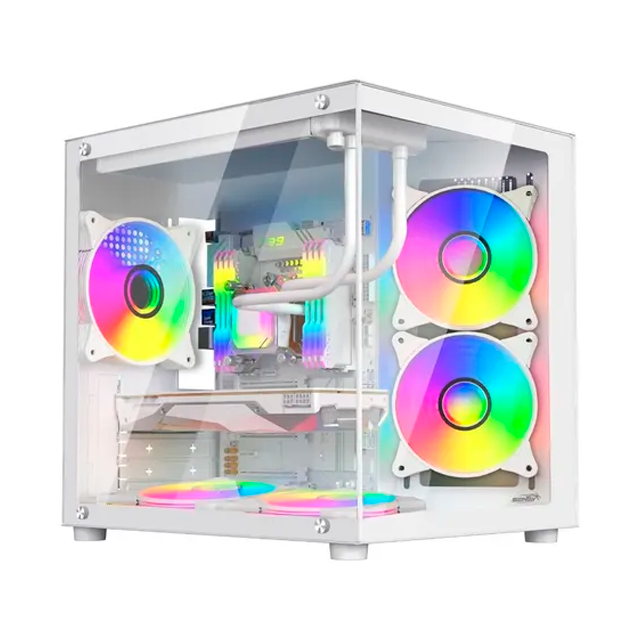 GABINETE SENTEY ZEUS WHITE MESH TEMPLADO 5X12CM ARGB