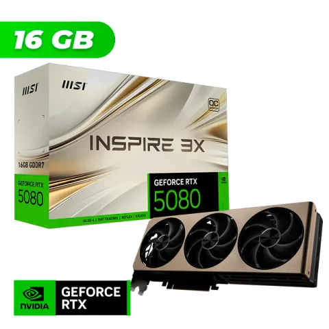 418498 VGA MSI GeForce RTX 5080 16G INSPIRE 3X OC BLACK (7913)