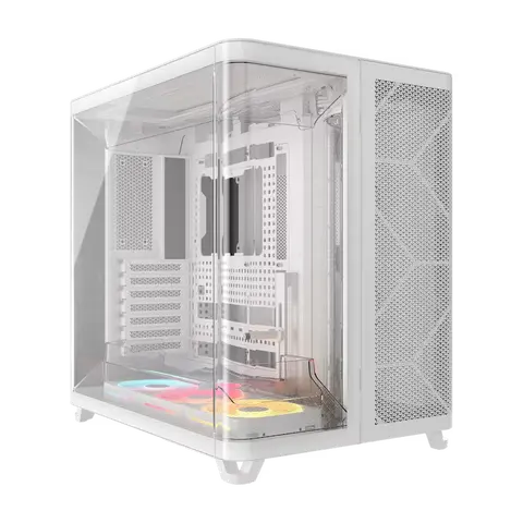 Gabinete Corsair AIR 5400 LX-R RGB iCUE LINK White Panoramic Triple Cámara 3x120mm ARGB