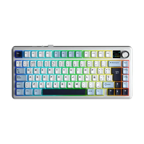 Teclado Aula F75 Max Blue White Purple Wireless 75% RGB Switch Reaper